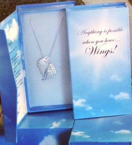 Silver Angel Wing Necklace gift boxed